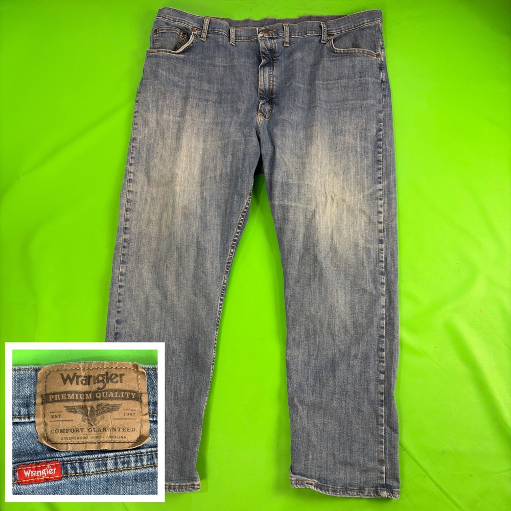 Wrangler Relaxed Fit Stretch Jeans Mens 48/30 Blue Denim Cowboy Big Tall Faded